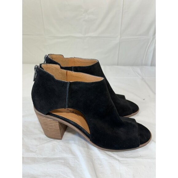 Lucky Brand Keight Suede Peep Toe Ankle Bootie Size 8.5 M - Picture 2 of 12